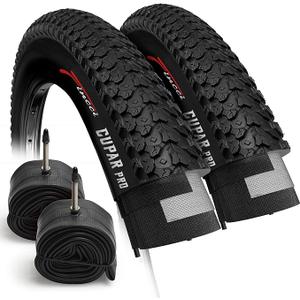 Fincci Set 26 x 2.35 Bike Tires 57-559 Foldable with Presta Valve Inner Tubes for MTB Hybrid City Bike Bicycle Cycle