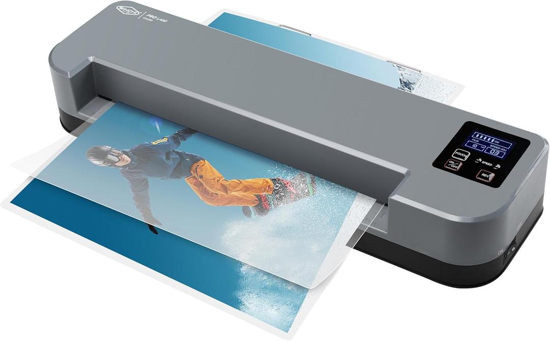 SINCHI 4-Roller Commercial Laminator Machine with LCD Display, 3-10 Mil, 55-Second Warm-up, 43 inches/Minute, 13-inch Thermal Laminating Machine for Office, School, Home