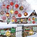 30 Pieces Outdoor Double Sided Lawn Decorations Christmas Hanging Ornaments Plastic Outdoor Holiday Decorations for Xmas Home Office Tree Porch Yard Decor
