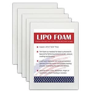 KUSMOO 4 Pack Lipo Foam Pads for Post Surgery Ab Board Liposuction Surgery Flattening Abdominal Compression Garments Lipo Foam Sheets 8" x 11"