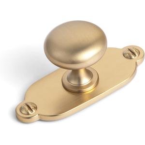 Goo-Ki Champagne Bronze Zinc Alloy Cabinet Knob with Backplate - Single Hole Center Cabinet Pull Hardware for Bedroom, Kitchen, 6 Pack, 8611-G013