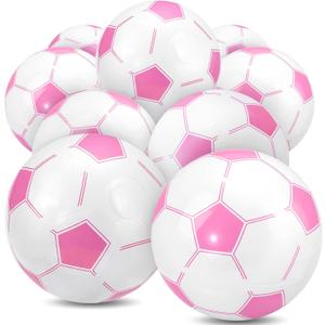 Pink Inflatable Soccer Balls Beach Balls Bulk for Games Outdoor Summer Pool Beach Activity Sports Birthday Soccer Party Decorations, 16 Inch Before Inflation 12 Inch Afte, 12PCS