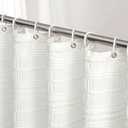 Siiluminisoy Extra Long Farmhouse White Boho Shower Curtain 72 x84 Cotton Blend Tufted Fabric Waffle Textured Shabby Chic Rustic Minimalist Striped Shower Curtains for Bathroom, Hotel