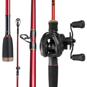 Sougayilang Lite Fishing Rod and Reel Combo, Baitcaster 2-Piece Rod, IM6 Graphite Blanks, Stainless Steel Guides with Ceramic Rings, EVA Handle, Freshwater Fishing, Size: 5'10''/5.9ft