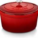 vancasso Enameled Cast Iron Dutch Oven, 7.5 QT Dutch Oven Pot with Lid, Round Enamel Dutch Oven for Bread Baking, Non Stick Enamel Coating, Pot's Body Cast Iron, Red