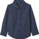 GAP Boys' Long Sleeve Flannel Button-Down Shirt (6-12 Months, Tapestry Navy)