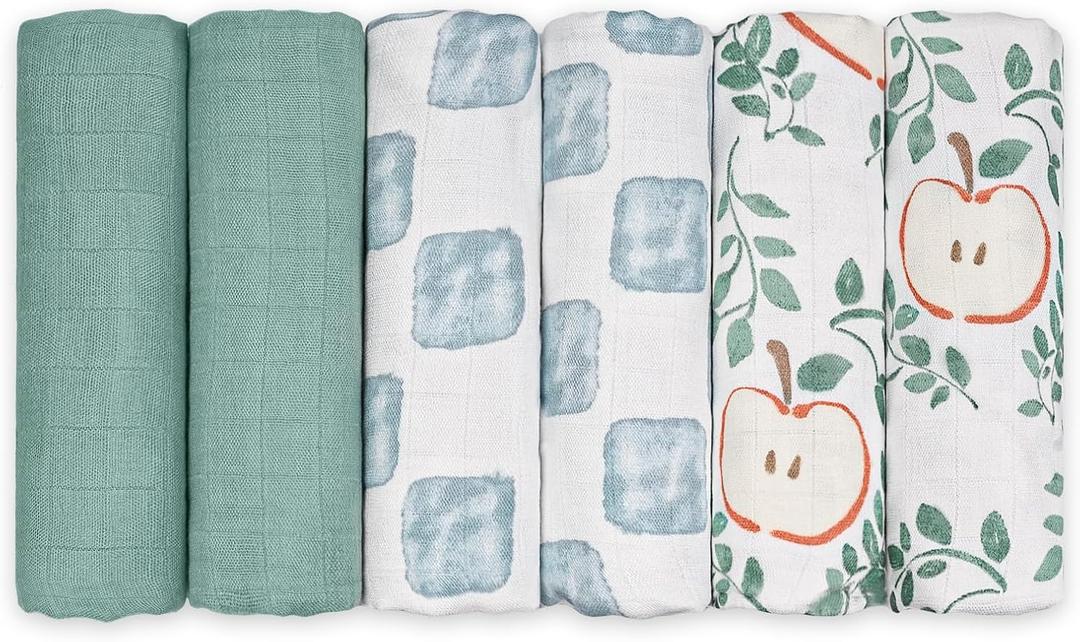 GLLQUEN BABY Receiving Blanket Boy Cotton Muslin Swaddle Blankets Girl Newborn Squares Breathable & Soft Thin Baby Blankets Cloths Double Absorbent Infant Swaddling Wrap 