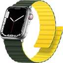 Anlinser Magnetic Bands Compatible with Apple Watch Band 49mm/46mm/45mm/44mm/42mm(Series 3), Women Men Double Side Reversible Strap for iWatch Ultra 3-1 Series 11/10/9/8/7-1 SE(49/46/45/44/42,Green/Yellow)