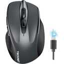 TECKNET Wireless Mouse (BT5.0/3.0 & 2.4G) Rechargeable 4800 DPI Silent USB A & Bluetooth Mouse 6 Buttons, Wide Compatibility - Grey