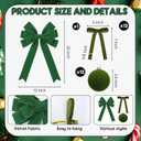 25 Pcs Olive Green Velvet Tree Topper Christmas Ornaments Include Large Christmas Bows Tree Topper 12 Xmas Velvet Balls 12 Green Bows for Xmas Holiday Door Fireplace Wall Party Decor