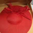 dressfan Church Fascinator Derby Hats for Women,20s 50s Linen Vintage Derby Hat for Church/Wedding/Cocktail/Tea Party (Red)