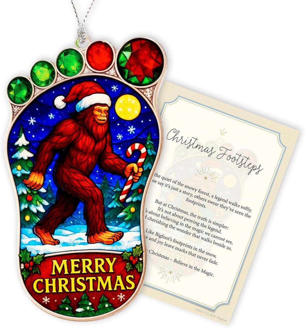 3 x Funny Christmas Ornaments 2026 - Bigfoot Gifts - Big Foot Sasquatch Gift - Sasquatch Gifts - Bigfoot Ornament - Christmas Ornaments 2026 - White Elephant Gift - Xmas Tree Funny Decoration