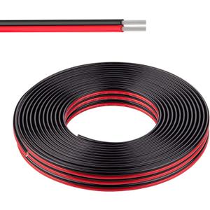 24 Gauge Wire (24 AWG) - 32 Foot 2 Pins Tinned Pure Copper Electrical Wire, 2468 80 300V Hookup Red Black Copper Stranded Auto 2 Cord Flexible Extension Cable for LED Ribbon Lamp Light