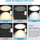 8 Inch LED Recessed Light with Junction Box.6Pack Ultra Thin LED Recessed Lights 3CCT 3000K/4000K/6000K Selectable Dimmable,18W 8" Ceiling Canless Light Downlight, Can Killer Lighting CR80+