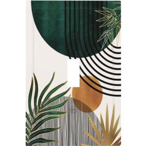 Spshian Green Mid Century Boho Abstract Modern Sun Arch Curve Single Toggle Light Switch Covers Decorative 1 Gang Wall Plate Electrical Device Switchplate Faceplate for Country Bathroom Decor