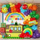 Rainbow Balloon Arch Garland Kit,159pcs Assorted Colors with Watermelon School Bus Rainbow Sun Mylar Balloons for Watermelon Birthday Party Back to School Kindergarten Graduation Decorations