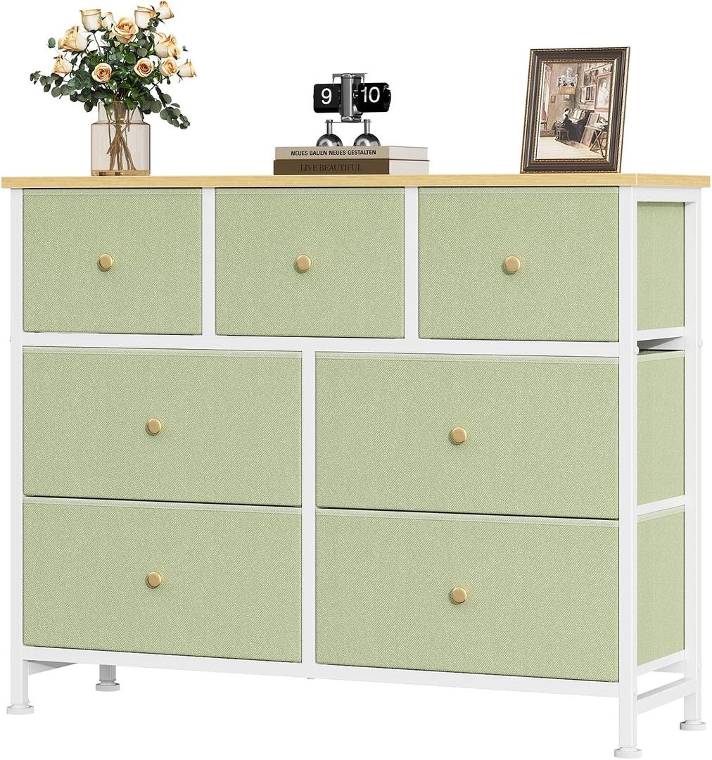 OLIXIS 7 Drawer Fabric Dresser, Storage Tower for Bedroom and Closet