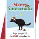 5 x Ogeby Funny Dog Christmas Card with Envelopes, Rude Christmas Gifts for Dog Lover, Humor Christmas Gift ideas for Husband, Dog Xmas Cards Gifts for Dad Mom Brother Sister Friends (blue)