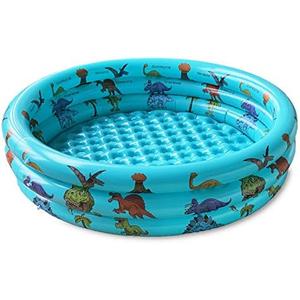 Dinosaur Inflatable Kiddie Pool, Blow Up 3-Ring Round Baby Play Center for Inside or Outdoor, Toddler Ball Pit/Fishing/Toys - 57'x15'