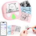 Mini Sticker Printer Thermal Sticker Maker Machine,Bluetooth Print Pods for Kids Teens Gifts,Pocket Printpod Portable Impresora for Phone,Note Buddy,Photo,Custom Sticker,Scrapbook-Pink