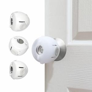 Heart of Tafiti Child Proof Door Knob Covers, 4-Pack, White - Baby Safety Door Knob Covers for Toddlers, Snap-in Design for Easy Install, Durable & Non-Toxic, Fits Standard Round Knobs