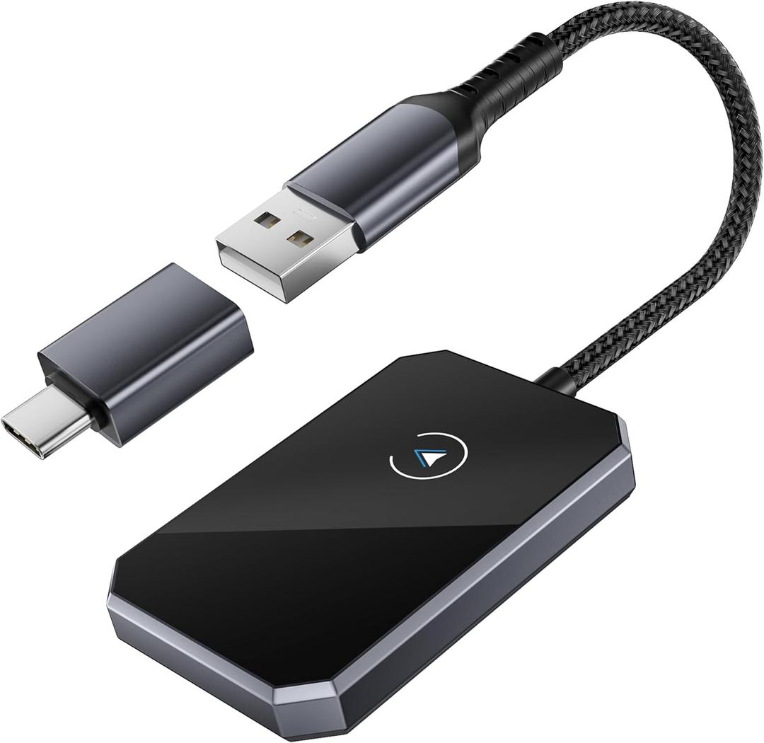 Basesailor Wireless CarPlay and Android Auto Adapter for iPhone 16 15,2-in-1 2024 New Upgraded Bluetooth Car Play Dongle Convert Factory Wired to Wireless,Apple iOS 10+,Andriod 11+