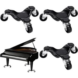 3 Pcs Piano Dolly, 6.3" Piano Moving Dolly with Non-Slip Pad, 1000 lbs Load Capacity Wheels Swivel Caster for Concert Hall College Home Musical Instruments Transport Move(3,3 Wheels)