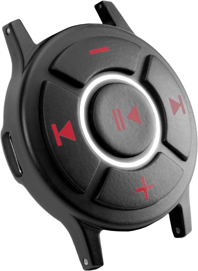 Doohoeek Bluetooth Lighting Media Control, IPX7 Water-Resistant Remote Control for Steering Wheel Car Bike Motorbike Boat Powersports, Remote Selfie Music Headphones Control Button, Red