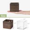 Dahey Small 4 Inch Wood Wall Hanging Planter Boxes for Indoor Plants 3 Pcs Square Rustic Farmhouse Wall Mounted Flower Pot Vases with Plastic Liner for Garden Home Centerpiece Decor(No Plant Included)