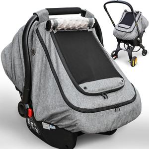Waterproof Baby Car Seat CoverYVMVDV Patented Cold Weather Carseat Cover for Babies,Infant Car Seat Cover Canopy for Boy Girls,Windproof Car Seat Canopy for Boys & Girls, Keeps Babies Warm (Thick-Gray)