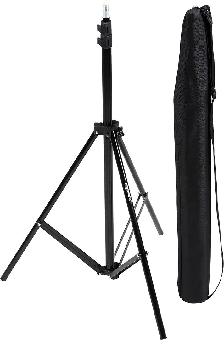 Amazon Basics Portable Aluminum Photography Light Stand Tripod with Case, 2.8-6.7 feet, Black