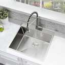 25 Inch Drop In Utility Sink with Faucet, 25"x22"x12" Drop In Laundry Sink 16 Gauge Stainless Steel Utility Sink 12" Deep Single Bowl Laundry Room Sink