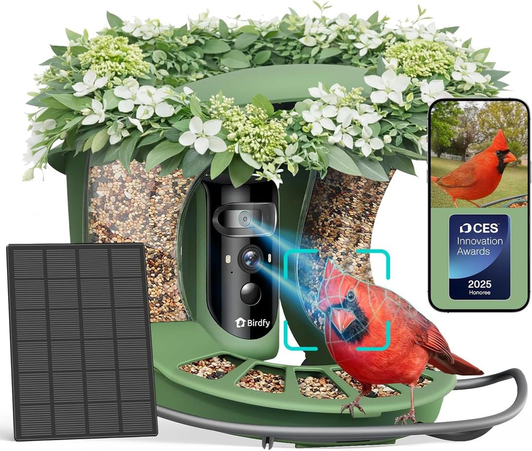 Birdfy 2 Smart Bird Feeder with Camera, Dual-Lens (2K+1080P) Camera for Live Streaming & Close-Up Photos, AI Identifies Bird Species, Solar-Powered Backyard Birdwatching Gift