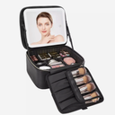 Relavel Travel Makeup Bag with LED Mirror, Cosmetic Train Case with Light up Mirror