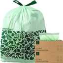 Cleanomic Compostable* 13 Gallon Trash Bags with Drawstring (2 Pack, 50 Count), BPI Certified For Kitchen Compost