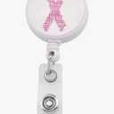 MYOSPARK Pink Ribbon Breast Cancer Lanyard Keychain ID Badge Holder Breast Cancer Awareness Gift 10pcs