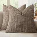 MIULEE Textured Throw Pillow Covers Thick Chenille Decorative Pillows Taupe Grey 18x18 Inch Set of 2 Modern Boho Farmhouse Home Decor Neutral Cushion Covers for Couch Sofa Living Room Bedroom