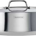 Tramontina Utsava Tri-Ply Clad Stainless Steel 6.5-Quart Casserole with Lid and Ceramic Non Stick Interior, Induction-Ready Large Braiser Pan