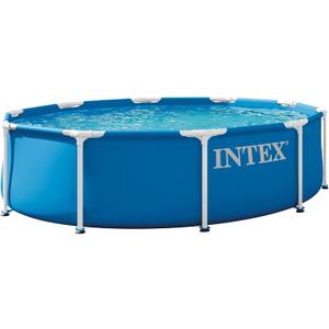 INTEX Metal Frame 10 ft x 30 in Above Ground Pool Set, Round Swimming Pool with Steel Frame, 330 GPH Cartridge Filter Pump, and Type H Filter Cartridge