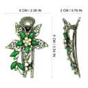 LALAFINA Vintage Flower Rhinestone Crystal Barrettes Retro Hairpins Hair Accessories for Women, Green