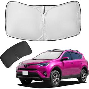 for 2025 Toyota RAV4 Sun Shade Sunshade Windshield Cover 4-Layers Front Window Shade for RAV-4 2019-2024 2025 Custom Fit Sun Visor - 240T Retractable Shade Blocks UV Rays Car Accessories