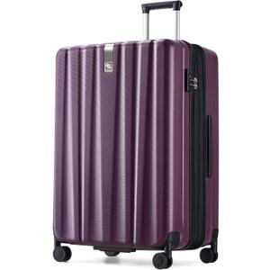 Hanke 29 Inch Expandable Checked Luggage Lightweight PC Hard Shell Luggage Suitcases with Wheels Tsa Luggage Rolling Large Suitcase Travel Luggage Bag for Study Abroad(Purple)