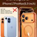 for iPhone 17 Pro Max Case, Compatible with MagSafe, Magnetic Slim Cover, Anti-Yellowing & Shockproof, Full Camera Protection, Includes Screen & Lens Protectors, Clear Orange Protective Case