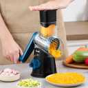 Geedel Rotary Cheese Grater, Kitchen Mandoline Vegetable Slicer with 3 Interchangeable Blades, Easy to Clean Rotary Grater Slicer for Fruit, Vegetables, Nuts
