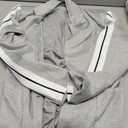 CHICME Womens Two Piece Outfits Striped Side Button Blazer and Pants with Pockets Sets Business Casual Pant Suits Set (Medium, Light Gray)