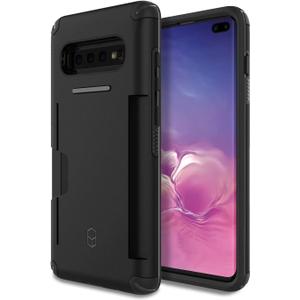PATCHWORKS Galaxy S10 Case [Level Wallet Series] Rugged Hybrid Shockproof Dual Layer TPU + PC Case [Military Grade Drop Test Certified] [Wireless Charging Compatible], Black