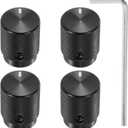 MECCANIXITY 4 Pcs Aluminium Potentiometer Knobs, 1/4"(6mm) IDx1/2(12.5mm) ODx5/8(16mm) Height Universal Volume Tone Control Knobs for Guitar, Bass, Oval Indicator, Bright Black