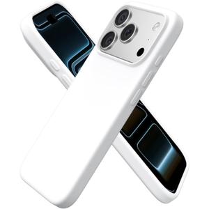 ORNARTO Compatible with iPhone 17 Pro Case 6.3", Slim Liquid Silicone 4 Layers Full Covered Soft Gel Rubber Shockproof Cover, Protective Phone Case for iPhone 17 Pro-White