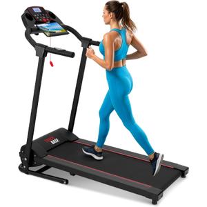 SereneLife Electric Folding Treadmill Exercise Machine - Smart Compact Digital Workout Fitness Trainer w/Bluetooth App Sync, Manual Incline Adjustment, for Walking, Running, Gym