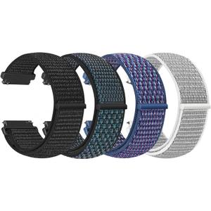 4 Pack Nylon Watch Bands compatible with Garmin Venu 3/Venu 2/Vivoactive 4, Garmin Forerunner 255/255 Music/265/945/955/965, 22mm Sport Repalcement Strap for Amazfit GTR 4/3/2, Amazfit Bip 6/5 (Dark Black+Indigo+Grape Purple+Seashell)